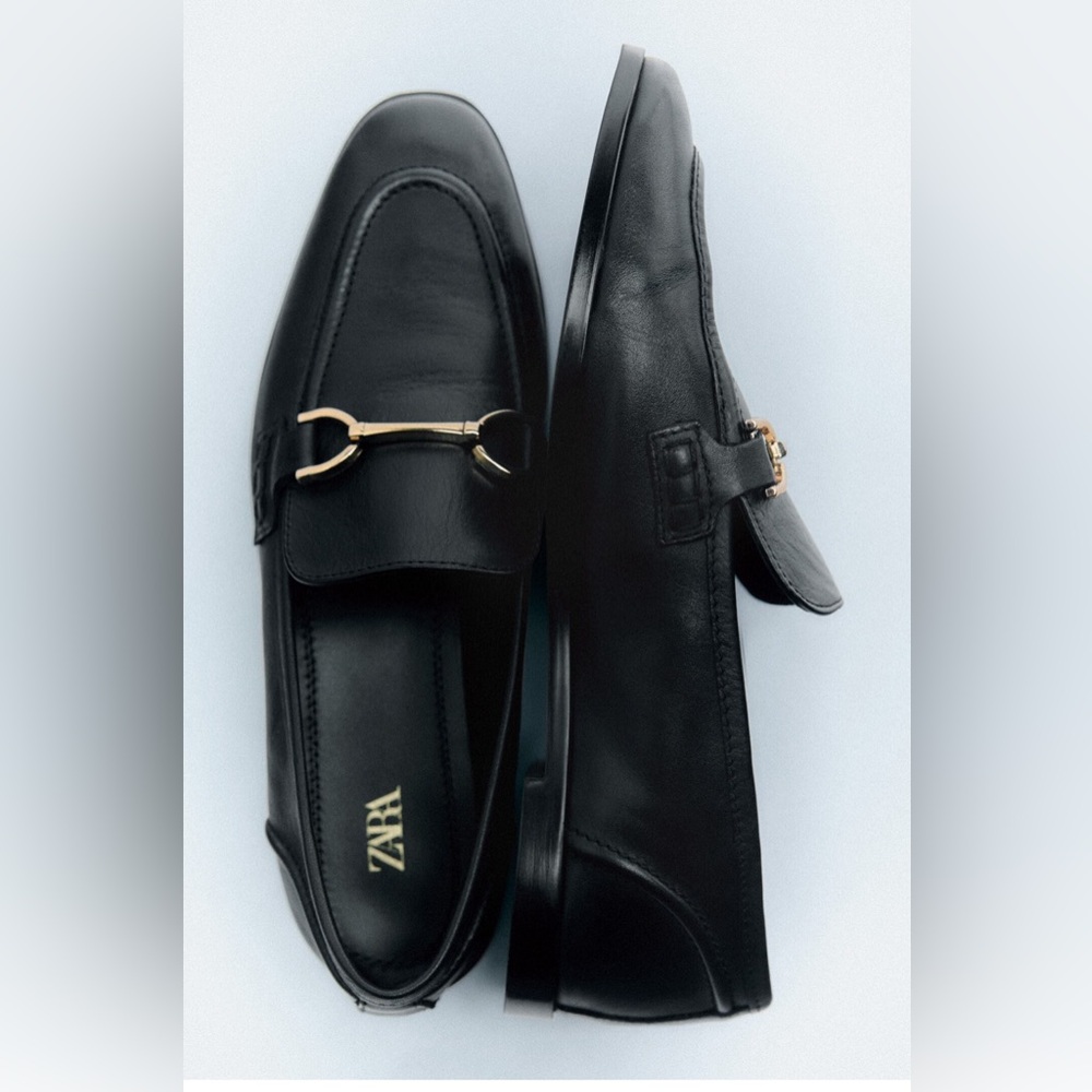 Zara Black Leather Loafers Brand New with Tags!